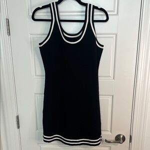 Black Sleeveless Dress with White Trim